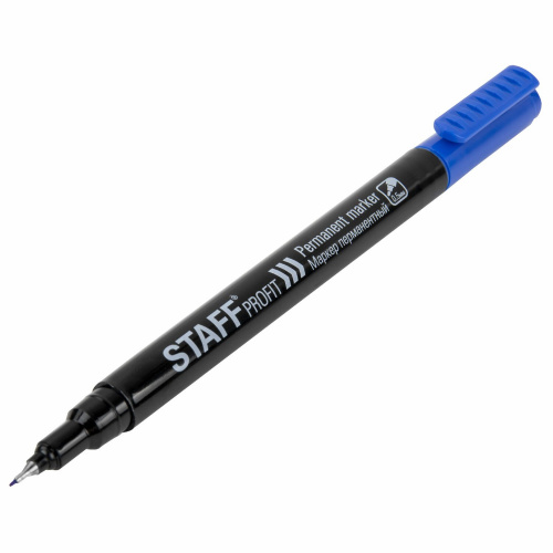 Маркер перманентный STAFF "Profit PM-105", тонкий металлический наконечник 0,5 мм, синий фото 5