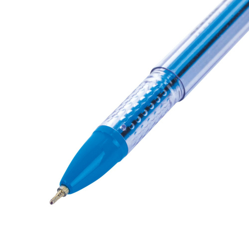 Ручка масляная ЮНЛАНДИЯ "STAR", корпус прозрачный, 0,7 мм, линия письма 0,35 мм, синяя фото 3