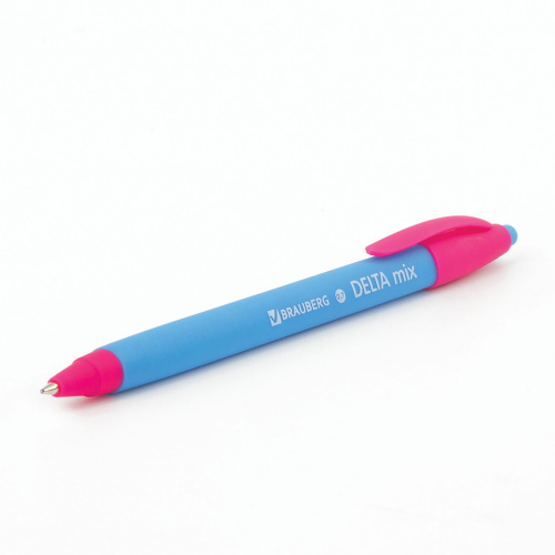 Ручка шариковая масляная автоматическая BRAUBERG "Delta Mix", линия письма 0,35 мм, синяя фото 3
