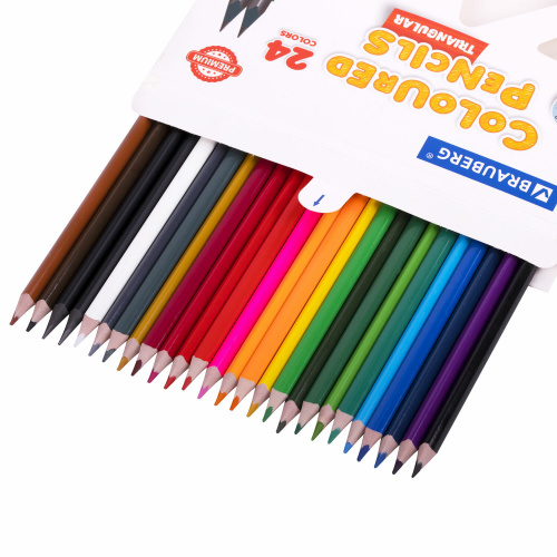 Карандаши цветные пластиковые, BRAUBERG PREMIUM 24 цвета + 2 чернографитных карандаша, 181937 фото 7