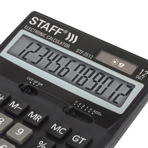 Калькулятор настольный STAFF STF-2512, 170х125 мм, 12 разрядов, двойное питание фото 9