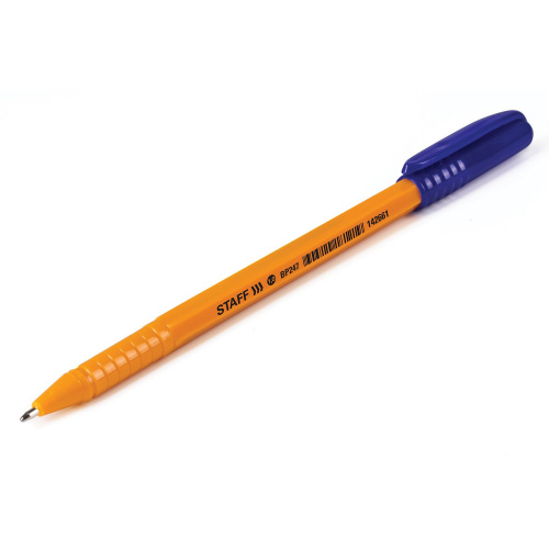 Ручка шариковая STAFF "EVERYDAY", шестигранная, корпус оранжевый, линия письма 0,5 мм, синяя фото 5