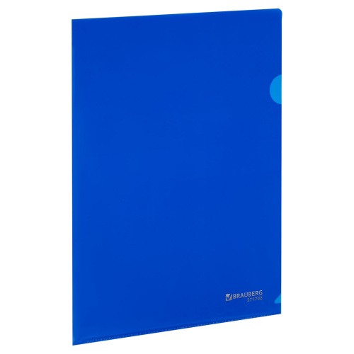 Папка-уголок жесткая А4, синяя, 0,15 мм, BRAUBERG EXTRA, 271702 фото 2
