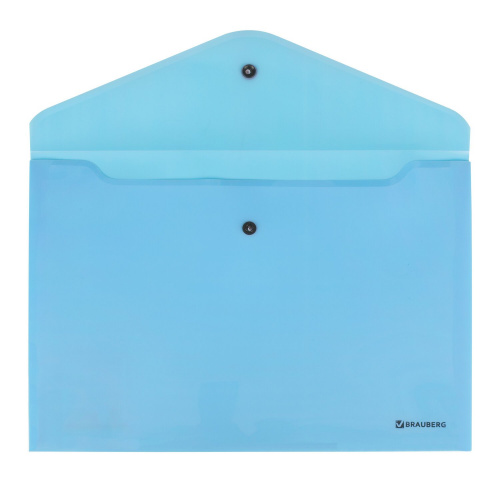 Папка-конверт с кнопкой BRAUBERG "Pastel", А4, до 100 л, непрозрачная цвет, аквамарин фото 5