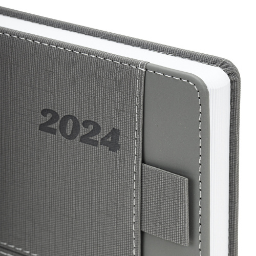 Ежедневник датированный 2024 А5 138х213 мм BRAUBERG "Pocket", под кожу, карман, держатель для ручки, серый, 114992 фото 2