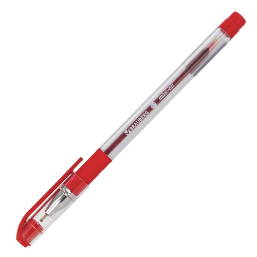 Ручка шариковая масляная с грипом BRAUBERG "Max-Oil", линия письма 0,35 мм, красная фото 8