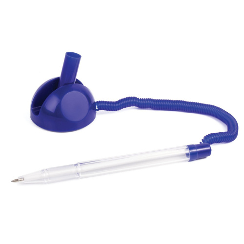 Ручка шариковая настольная BRAUBERG "Стенд-Пен", пружинка, корпус синий, линия 0,5 мм, синяя фото 7
