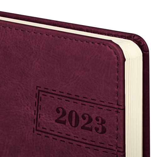 Ежедневник датированный 2023 BRAUBERG "Imperial", А5, 138x213 мм, под кожу, бордовый фото 5