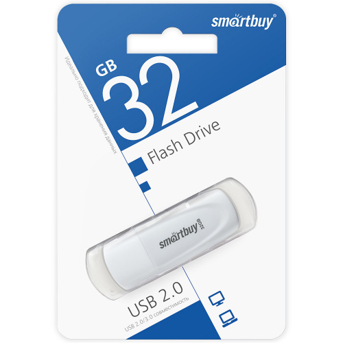 Флеш-диск 32GB SMARTBUY Scout USB 2.0, белый, SB032GB2SCW фото 7
