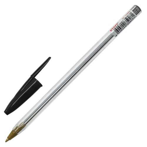 Ручка шариковая STAFF "Basic Budget BP-04", линия письма 0,5 мм, с штрихкодом, черная
