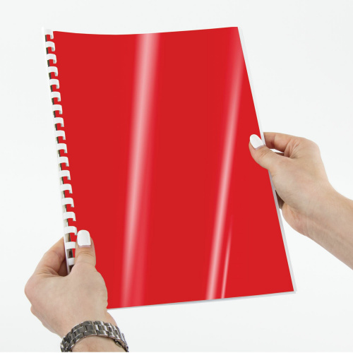 Обложки картонные для переплета BRAUBERG, А4, 100 шт., глянцевые, 250 г/м2, красные фото 5