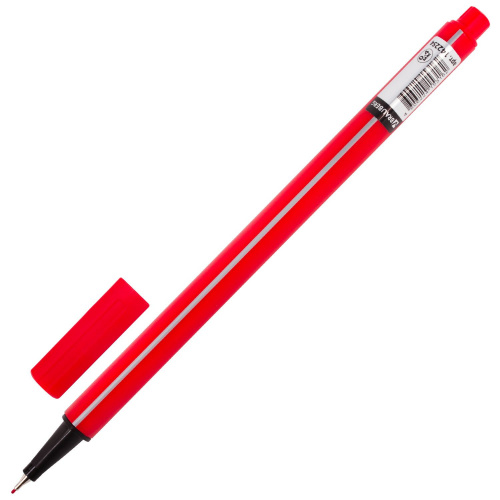 Ручка капиллярная (линер) BRAUBERG "Aero", трехгранная, линия письма 0,4 мм, красная фото 2