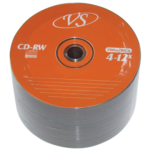 Диски CD-RW VS, 700 Mb, 4-12x, 50 шт.