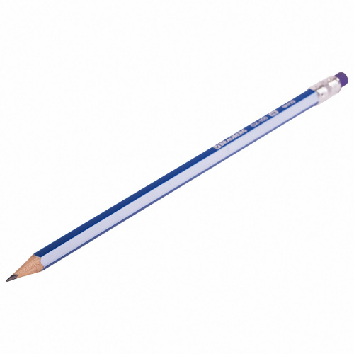 Набор карандашей чернографитных BRAUBERG "GX-100", 12 шт., HB, с ластиком, корпус синий фото 6