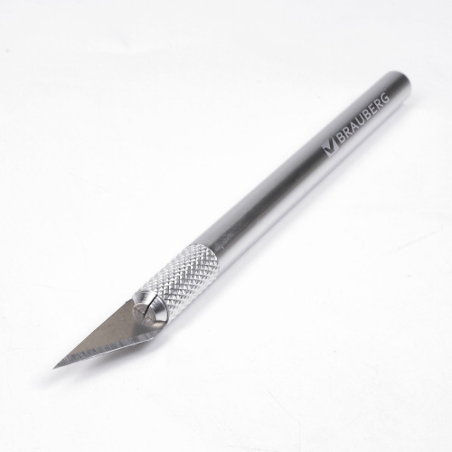 Нож макетный (скальпель) BRAUBERG "Special", 6 лезвий в комплекте, металлический корпус, блистер фото 6