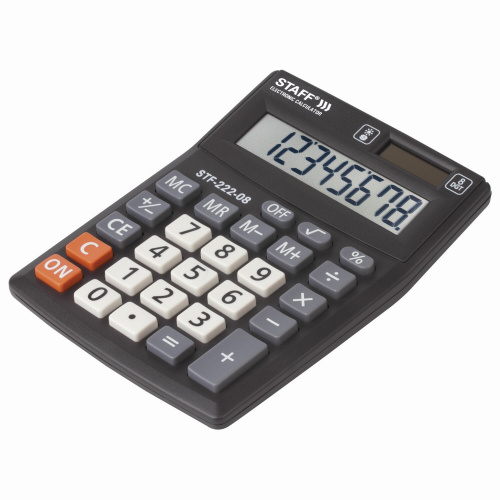 Калькулятор настольный STAFF, 138x103 мм, 8 разрядов, двойное питание фото 10