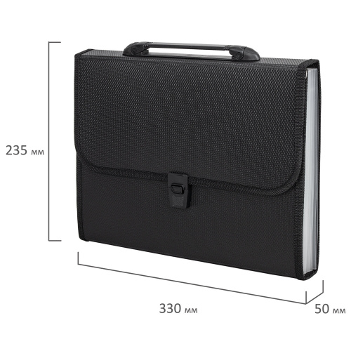 Папка-портфель пластиковая STAFF, А4, 7 отделений, с окантовкой, индексные ярлыки, черный фото 5