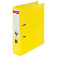 Папка-регистратор BRAUBERG "EXTRA", 75 мм, желтая, двустороннее покрытие пластик, металлич уголок