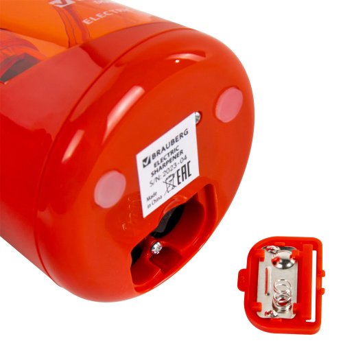 Точилка электрическая BRAUBERG DOUBLE BLADE RED, двойное лезвие, питание от 2 батареек АА, 271338 фото 5