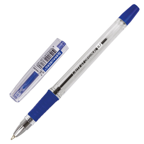 Ручка шариковая масляная с грипом BRAUBERG "i-Rite GT", корпус прозрачный, синяя фото 2