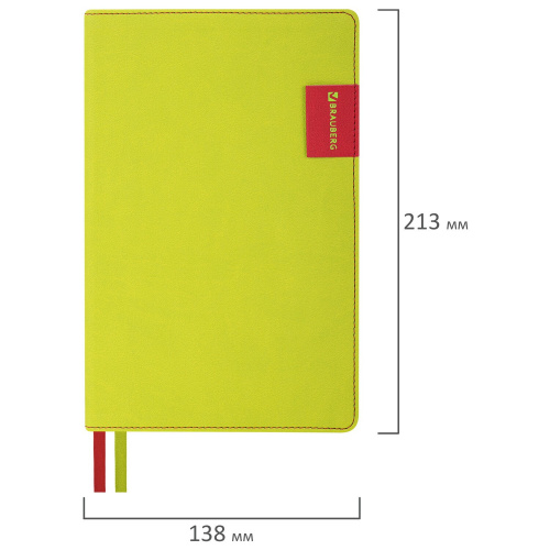 Ежедневник недатированный BRAUBERG "AIM", А5, 138х213 мм, 136 л., под кожу, светло-зеленый фото 2