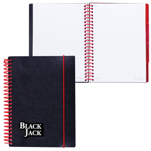 Тетрадь-блокнот BRAUBERG "Black Jack", 150 л., A5, клетка, обложка пластиковая, 4 разделения