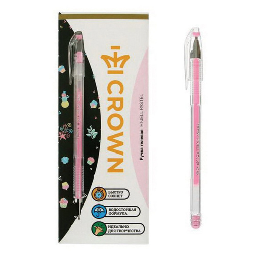 Ручка гелевая CROWN "Hi-Jell Pastel", розовая пастель, узел 0,8 мм, линия письма 0,5 мм фото 4