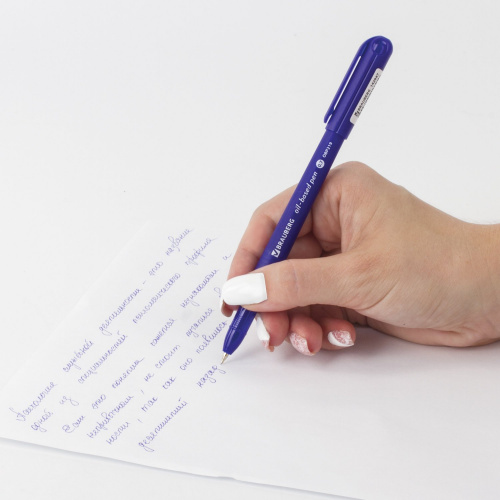 Ручка шариковая масляная BRAUBERG "Fine", корпус синий, линия письма 0,35 мм, синяя фото 4