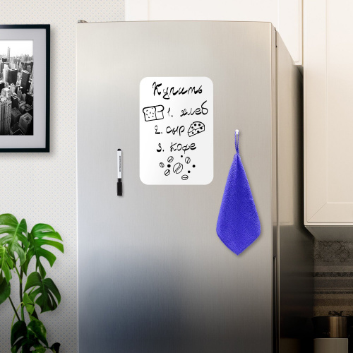 Доска на холодильник магнитно-маркерная BRAUBERG, 30х21 см с маркером, магнитом и салфеткой фото 8