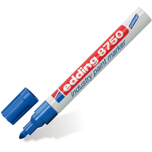 Маркер-краска лаковый (paint marker) EDDING "8750", круглый наконечник, алюминиевый корпус, синий