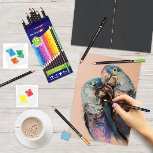 Карандаши художественные цветные пастельные BRAUBERG ART CLASSIC, 12 цветов, грифель 4 мм фото 4