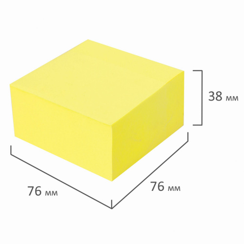 Блок самоклеящийся (стикеры) BRAUBERG, 76х76 мм, 400 л., неоновый желтый фото 2