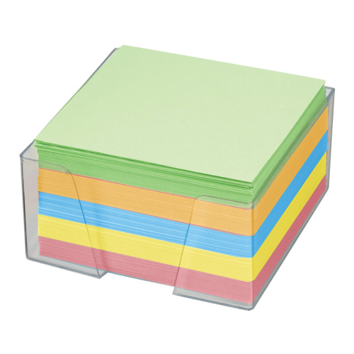 Блок для записей BRAUBERG в подставке прозрачной, куб 9х9х5 см, цветной фото 2