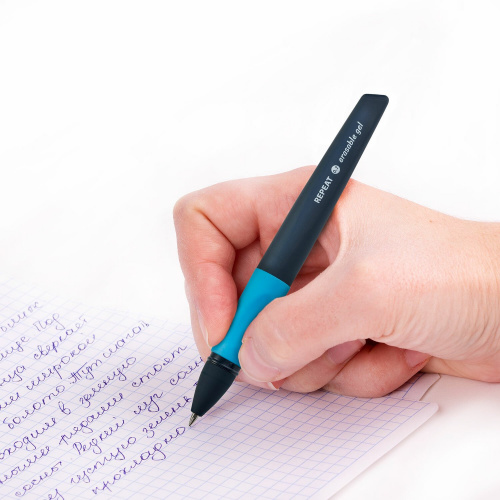 Ручка стираемая гелевая BRAUBERG REPEAT, +3 сменных стержня, линия письма 0,5 мм, синяя фото 5