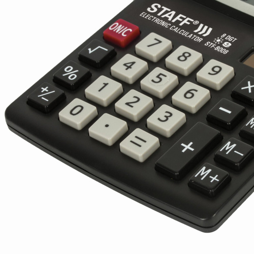 Калькулятор настольный STAFF STF-8008, 113х87 мм, 8 разрядов, двойное питание фото 9