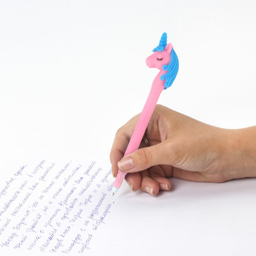 Ручка фигурная шариковая ЮНЛАНДИЯ "Единорог", ассорти, пишущий узел 0,7 мм, синяя фото 8