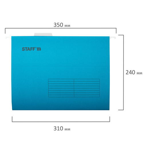 Подвесные папки STAFF, А4 (350х240мм), до 80 л., 10 шт., синие, картон фото 3