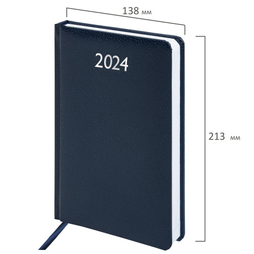 Ежедневник датированный 2024 А5 138x213 мм BRAUBERG "Profile", балакрон, синий, 114866 фото 10