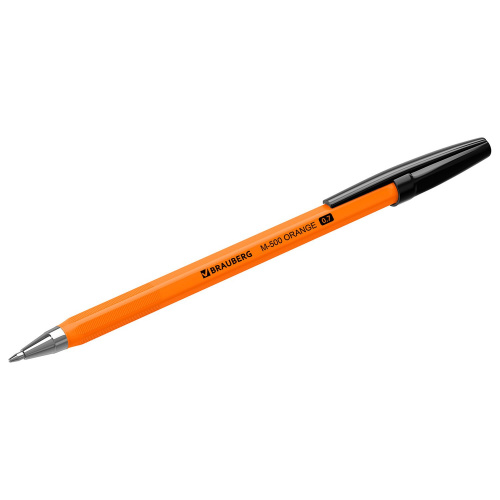 Ручка шариковая BRAUBERG "M-500 ORANGE", корпус оранжевый, линия письма 0,35 мм, черная фото 7