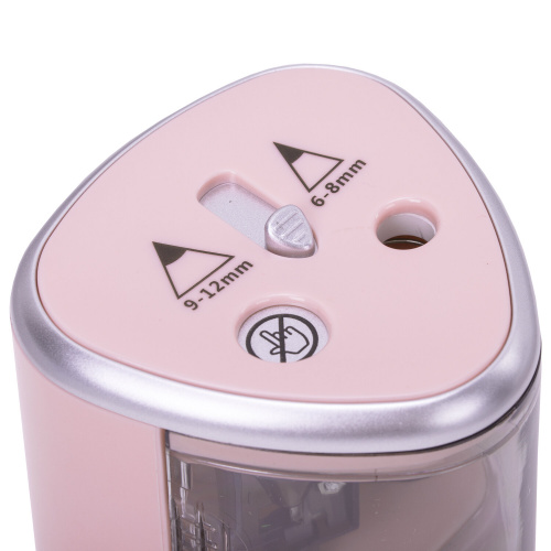 Точилка электрическая BRAUBERG DUAL, 4 батарейки АА, розовая фото 3