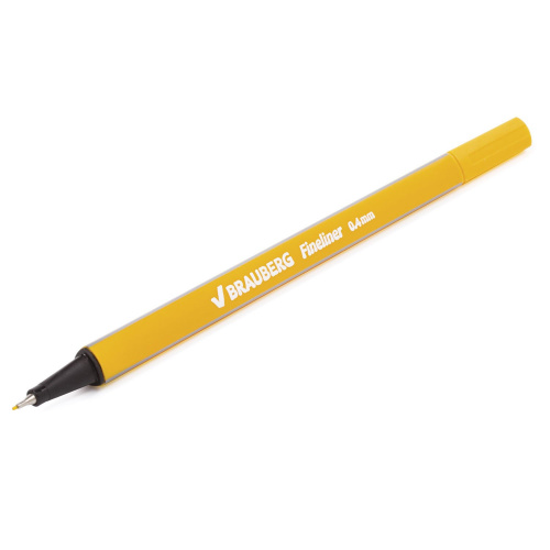Ручка капиллярная (линер) BRAUBERG "Aero", металлический наконечник, линия письма 0,4 мм, желтая фото 6