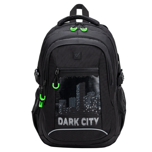 Рюкзак BRAUBERG CONTENT "Dark city", 47х33х18 см,  универсальный, 2 отделения, светоотражающий принт фото 7