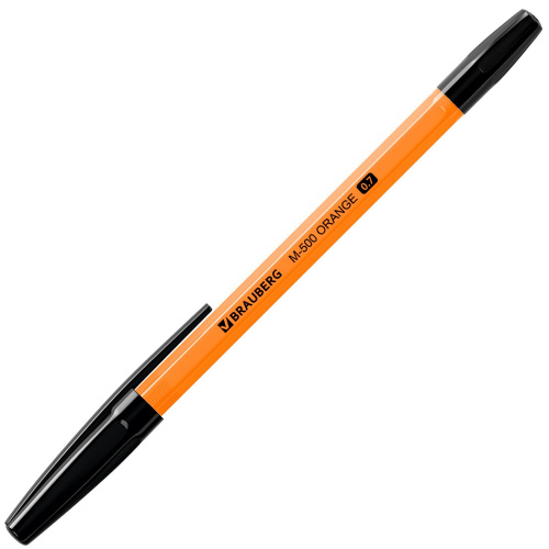 Ручка шариковая BRAUBERG "M-500 ORANGE", корпус оранжевый, линия письма 0,35 мм, черная фото 10