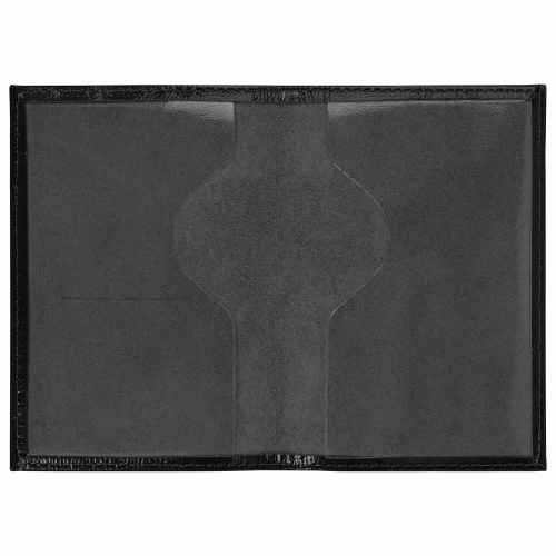 Обложка для паспорта натуральная кожа "наплак", тиснение серебром "Airplane", черная, BRAUBERG фото 2