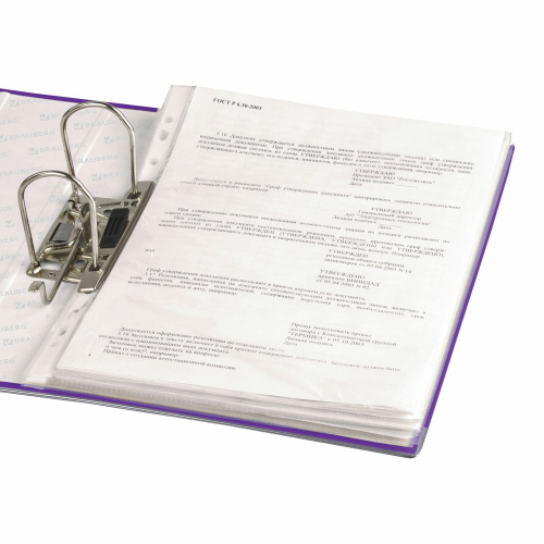 Папка-регистратор BRAUBERG, покрытие из ПВХ, 80 мм, с уголком, фиолетовая фото 6