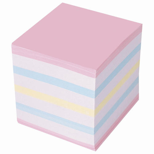 Блок для записей STAFF, проклеенный, куб 9х9х9 см, цветной, чередование с белым фото 5