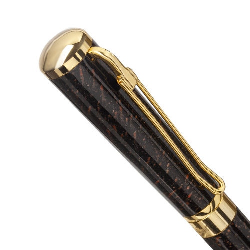 Ручка подарочная шариковая GALANT "TINTA MARBLE", корпус коричневый, золотистые детали, синяя фото 6