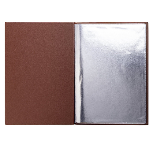 Папка ДПС "Меню", 220х320 мм, на трех винтах, с 10 файлами, коричневая фото 2