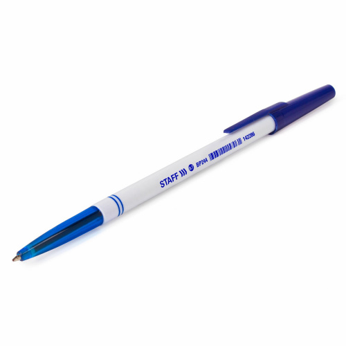 Ручка шариковая STAFF "Офисная", корпус белый, линия письма 0,35 мм, синяя фото 8