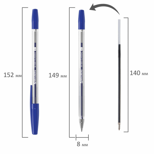 Ручки шариковые BRAUBERG "M-500", 10 шт., линия письма 0,35 мм, синие фото 5